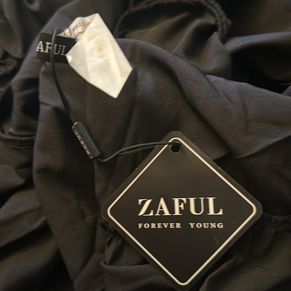 NWT Zaful Casual V Neck Layered Wood Ear Edge Solid Color Dress B… - Picture 4 of 4